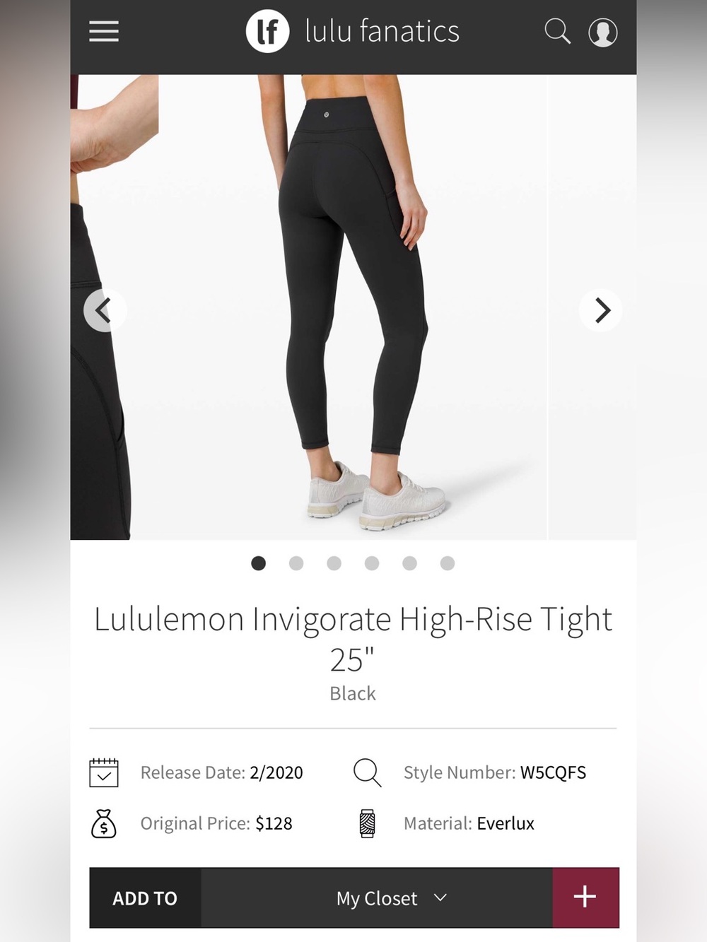 Lululemon Invigorate High Rise Tight Leggings